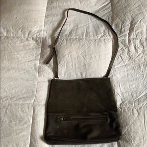 Levenger Chocolate Brown Suede Med Crossbody Bag
